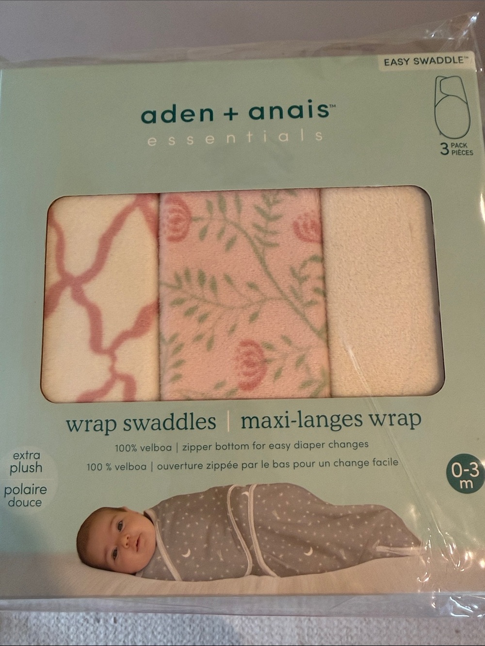 aden + anais Pink Floral & Blush Plush Wrap Swaddles (3-Pack)